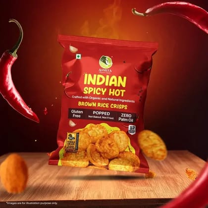 Brown Rice Crisps Indian Spicy Hot - 20gm (Pack of 12)-20 gm
