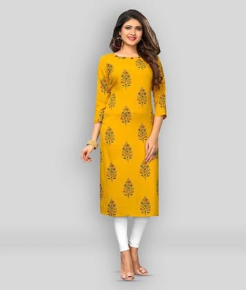 Vbuyz - Yellow Rayon Womens Straight Kurti ( Pack of 1 ) - XL