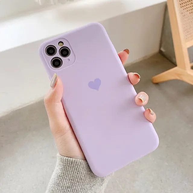 Candy Color Love Heart Case-Lavender / iPhone XS Max