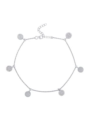 Silver Disc Charm Anklet For Women