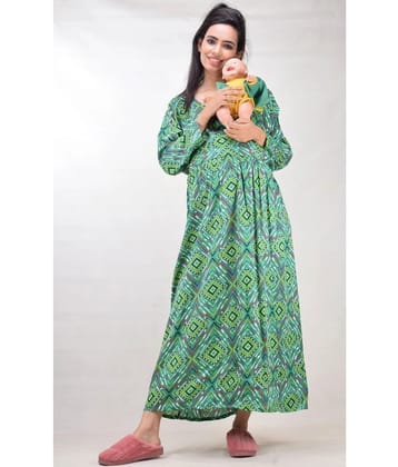 CLYMAA Green Rayon Gown - - None