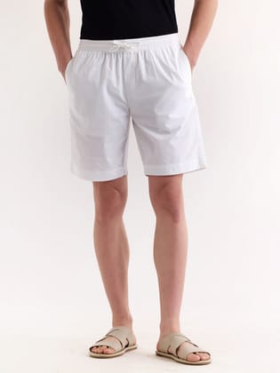 White Solid Stretch Short-34 / White