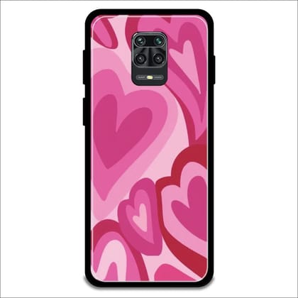 Pink Mini Hearts  - Glossy Metal Silicone Case For Redmi Models-Redmi Note 9 Pro Max