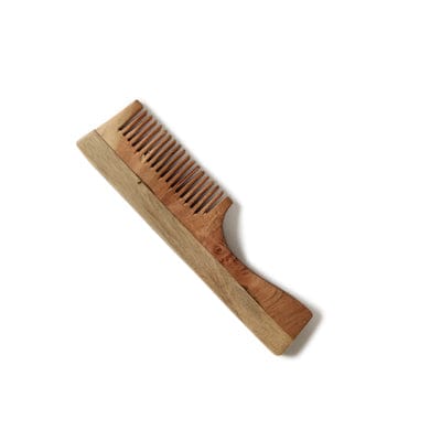 Neem Wood Flat Handle Comb 7.5"