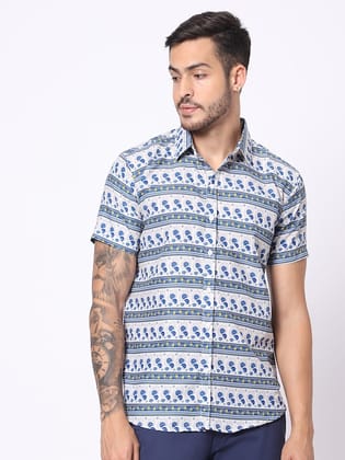 Classic Opaque Geometric Printed Casual Shirt