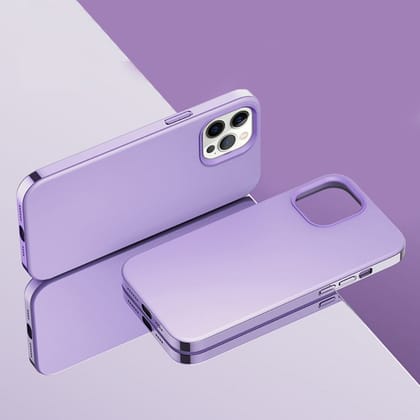 iPhone 12 Promax Back Cover / Galaxy Silicone Cases With Electroplated Sides-Purple