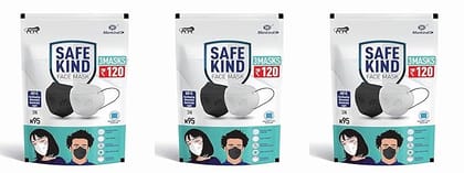 Safekind Mankind N95 Face Masks with 5 Layer Protection (2 Black + 1 White) Pack of 6