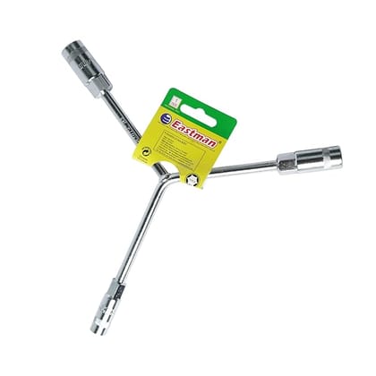 Eastman Y-Handle Socket Wrenches Set Of 1 Pcs, 10X12X14 Mm, Chrome Vanadium Steel & Knurled Sockets Satin Finish Selected Allow Steel Handle Tools (E-2220)