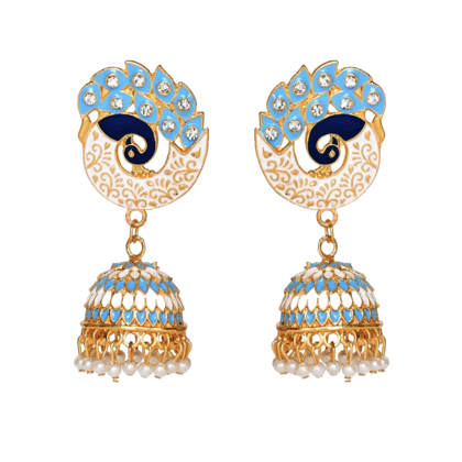 Party & Wedding Collection Peacock Shape Jhumka Earrings for Women and Girls-Blue