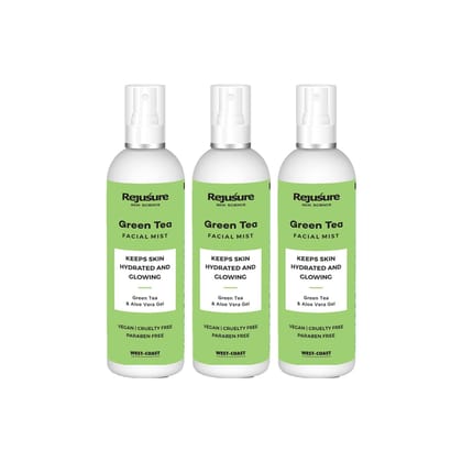 Rejusure Green Tea Facemist  Keeps Skin Hydrated  Glowing  100ml Pack of 3-Rejusure Green Tea Facemist – Keeps Skin Hydrated & Glowing – 100ml (Pack of 3)