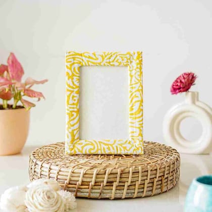 Yellow Block Print Photo Frame