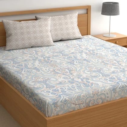 Pixel Comfort Cotton Blend Elastic Fitted King Bedsheet-King