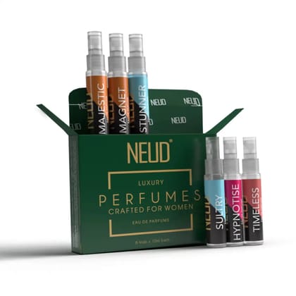 NEUD Luxury Pocket Perfumes for Women Long Lasting EDP - 6 Vials x 10ml Each-1 Pack