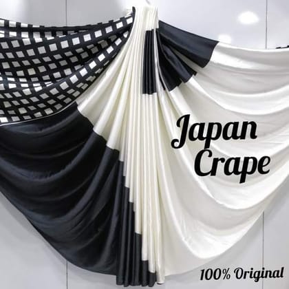 Black Square Japan Crepe Silk Sari with Blouse - 5029