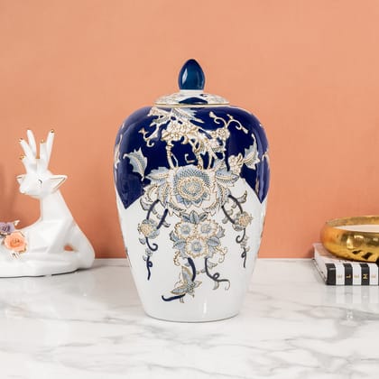 Imperial Floral Decorative Ceramic Vase-Height  - 12.5 inches and Width - 7 inches / Ceramic / Available