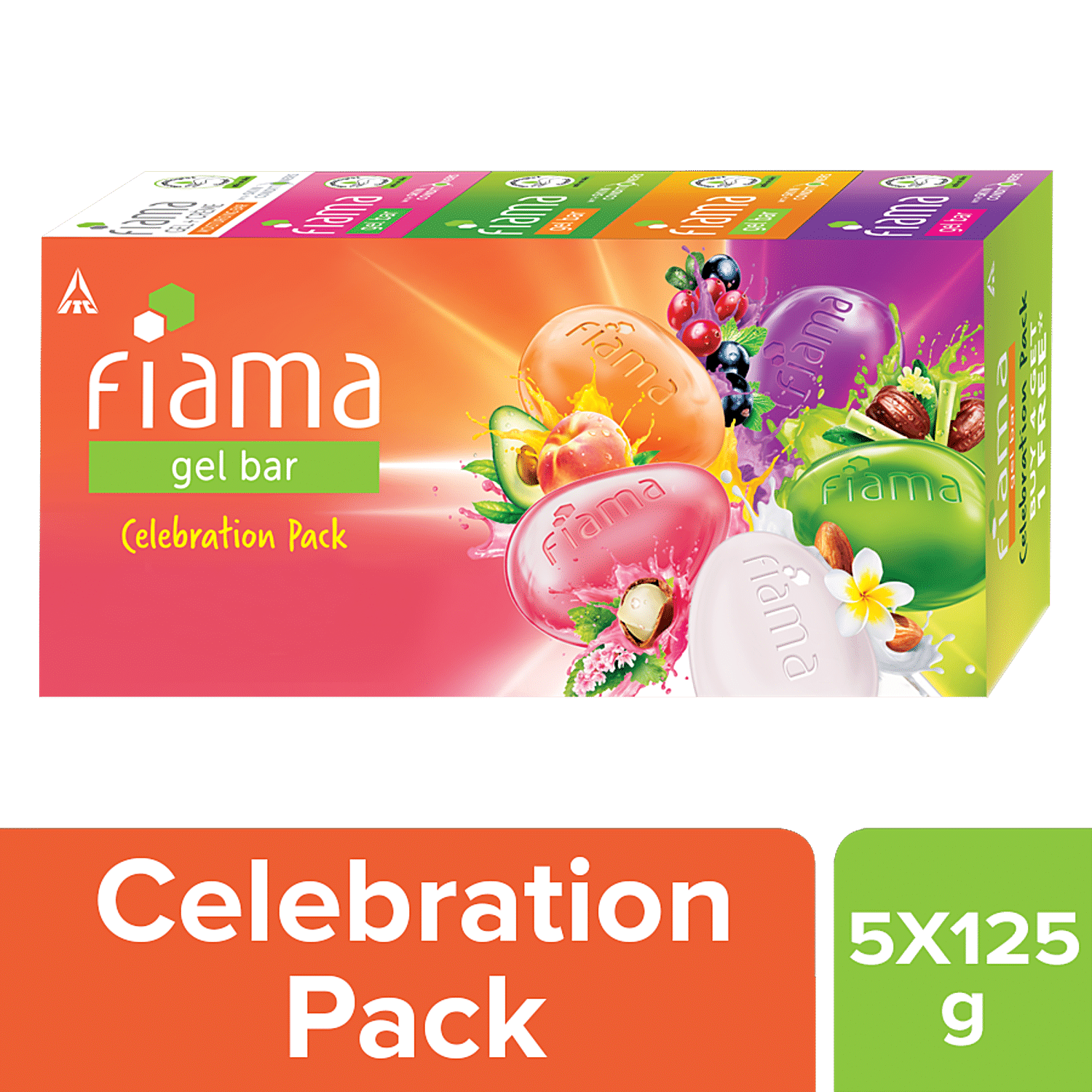 Fiama Gel Bar Celebration Pack With 5 Unique Gel Bars & Skin Conditioners For Moisturized Skin, 125 G