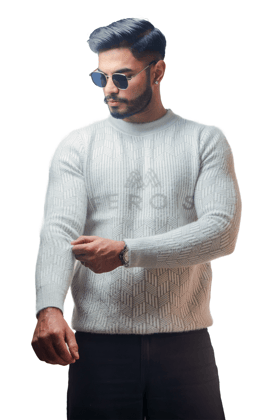 Grey Textured Sweater-M