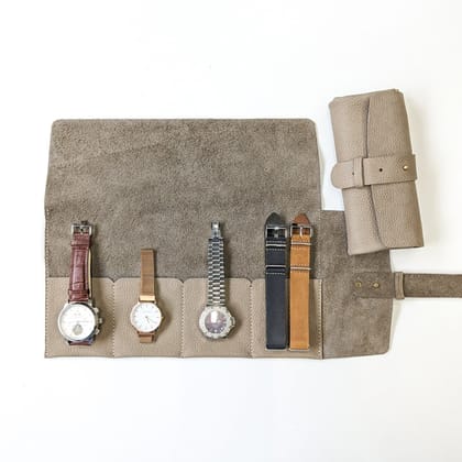 Leather Watch Roll Bundle - Large | Set of 2-Clay / Clay