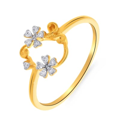 Senco Gold 14K Yellow Gold Shiuli Shimmer Diamond Ring (Gold Weight- 1.3 / GH-VS / 0.07 Ct)