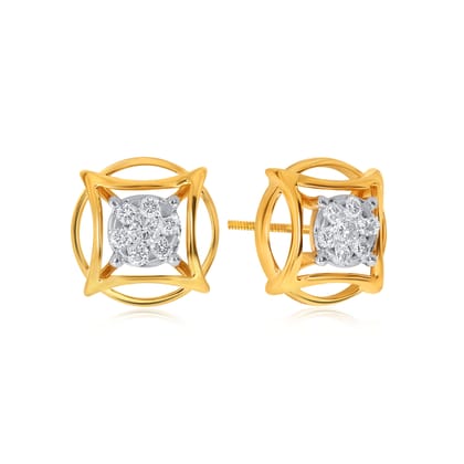 Senco Gold Geometric Diva Diamond Studs