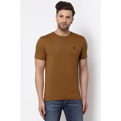 Red Tape Men Camel Solid T-Shirt