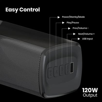 Portronics Pure Sound 101 2.1 Channel 120 Watts Soundbar with Wired Woofer HD Sound POR 1272 Black-Portronics Pure Sound 101 2.1 Channel 120 Watts Soundbar with Wired Woofer (HD Sound, POR 1272, 