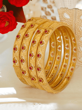 Jewels Kafe Gold Plated Bangle Set of 4-2.4