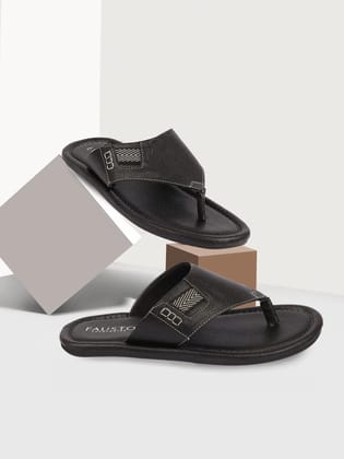 Men Black Outdoor Comfort Thong Slipper Sandals-6