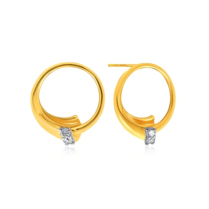 Senco Gold 14K Yellow Gold Art of Folding Diamond Studs Earrings (Gold Weight - 1.3 g / 0.03 carat / HI-SI)