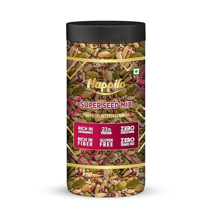 Happilo Premium Super Seeds Mix 500g Jar Pumpkin Seeds Flax Seeds Sunflower Seeds Melon Seeds Sesame Seeds