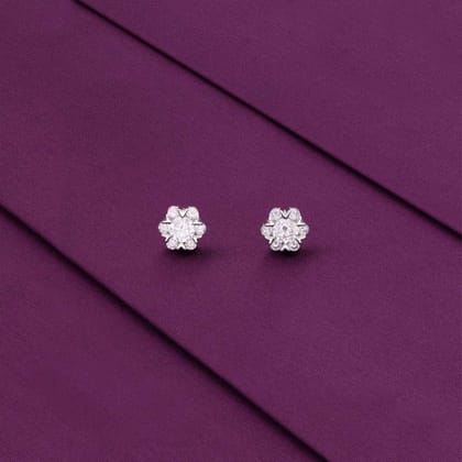 Sterling Silver Zircon Brilliance Stud Earrings-White Stone / Silver