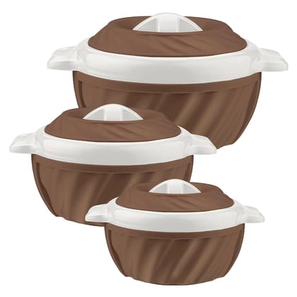 SELVEL Insulated Casserole Set of 3 - (1800 ml, 1180 ml and 650 ml Brown)