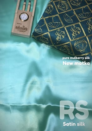Sky Blue Color Plain Satin Silk Saree with Embroidered Blouse MPS-Sky Blue