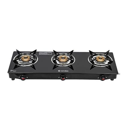 Candes Flame Glass Top Gas Stove Manual Ignition Black ISI Certified with 12 Months Warranty 3 Burner-Candes Flame Glass Top Gas Stove, Manual Ignition, Black (ISI Certified with 12 Months Warran