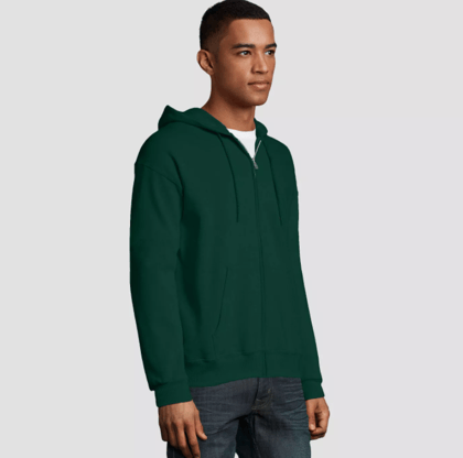 Bottle Green Zipper Hoodie-S / 36 inch