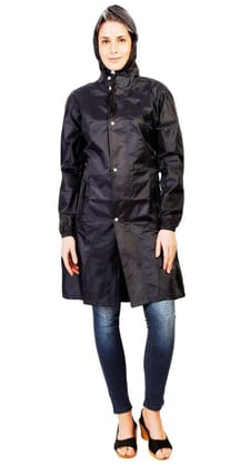 Romano nx 100% Waterproof Premium Quality Heavy Duty Double Layer Hooded Long Raincoat Women in a Storage Bag-Medium