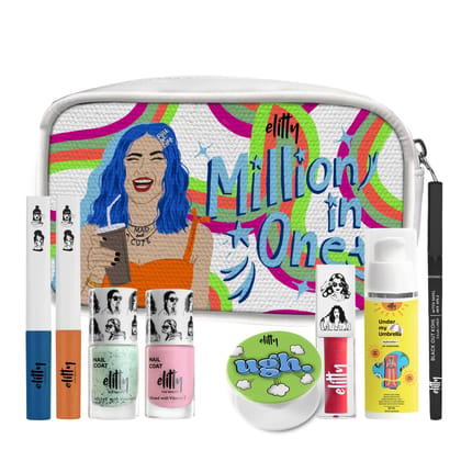 Elitty Million in One Kit: 2 Nail Polishes, 2 Eyeliners, 1 Kajal, 1 Lip Gloss, 1 Sunscreen - 7-Piece Teen Makeup Set-Elitty Million in One Kit - Complete Makeup Kit for Teens (2 Nail Polishes, 2 