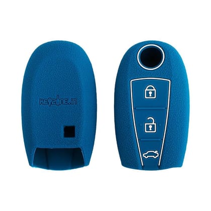 Keyzone silicone key cover fit for : Ciaz, Baleno, S-cross, Vitara Brezza, Ignis, Swift, Ertiga 3b smart key (KZ-05)-Blue