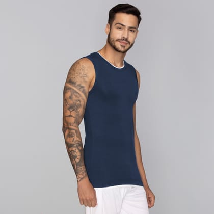 Activo Combed Cotton Gym Vest Estate Blue S