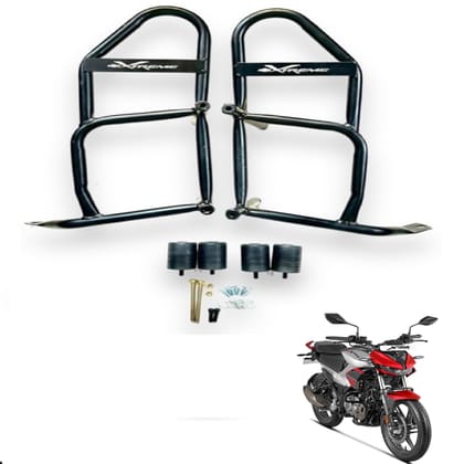 Heavy Duty Leg Guard/Leg guard Crash Safety Bar with 4 Slider Black Leaser Cut Compatible with Hero Xtreme 125R-Economy