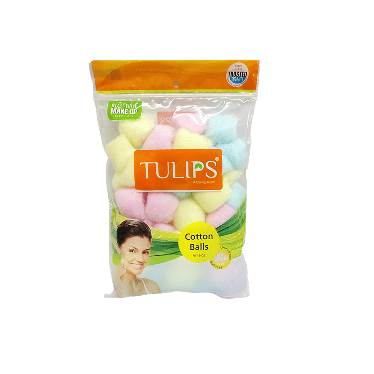 Tulips Coloured Cotton Balls - For Make Up & Nail Polish Removal, 50 Pcs