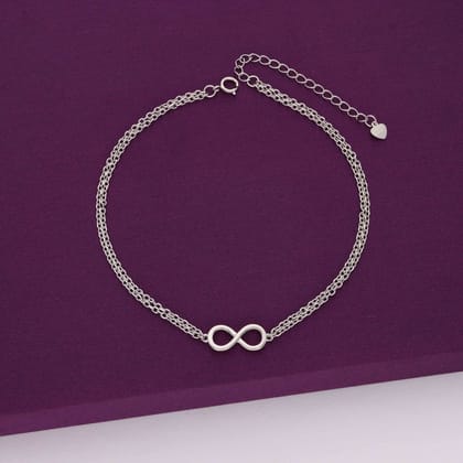 Double Strand Single Infinity Silver Anklet-None / Silver