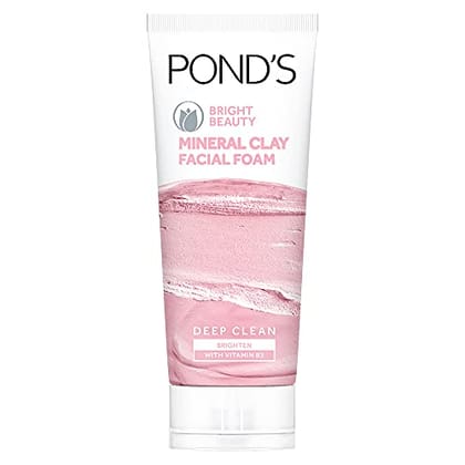 POND'S Bright Beauty Mineral Clay Vitamin B3, 4X Oil Absorbing, Brightening, For Oil Free Instant Glow, Face Wash 90 g