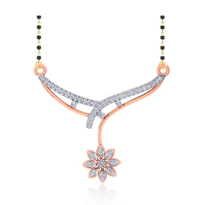 Senco Gold 18K Rose Gold Blooming Sheen Diamond Mangalsutra (Gold Weight -  1.25 g / 0.17 Ct / HI-SI)