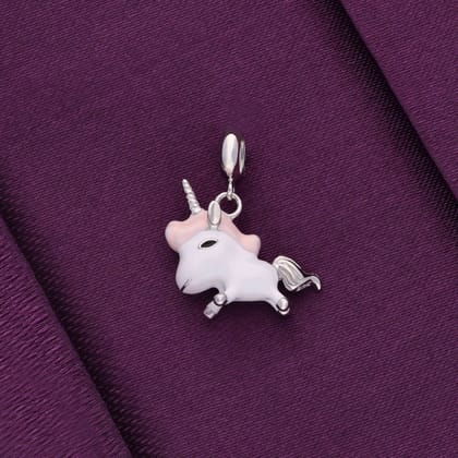 STERLING UNICORN SILVER CHARM PENDANT-White (Enamel) / Silver