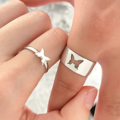 Couple Rings | Heart shape couple ring | Butterfly Ring-BUTTERFLY SHAPE / Golden