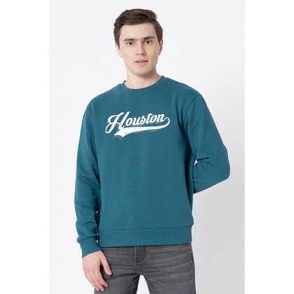 Red Tape Men's Turquoise Graphic Print Sweatshirt