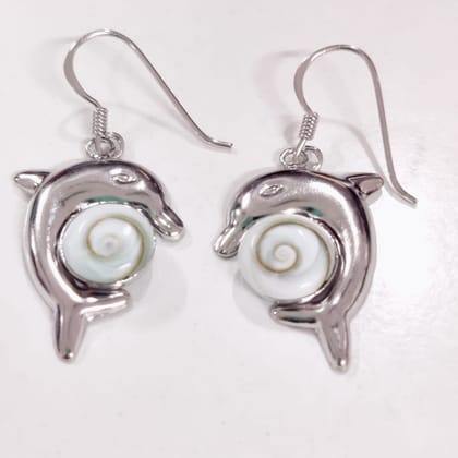 Dolphin earrings shiva eye shell silver