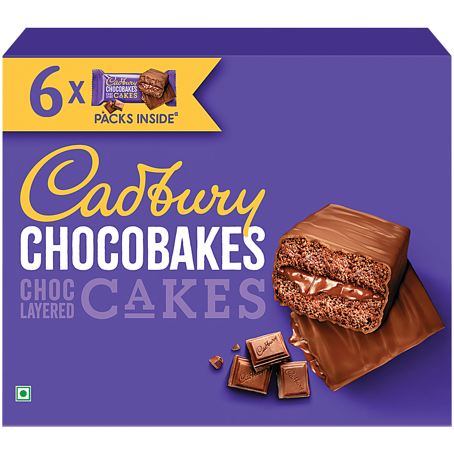 Cadbury Chocobakes Choc Layered Cakes, 114 g (Pack of 6)