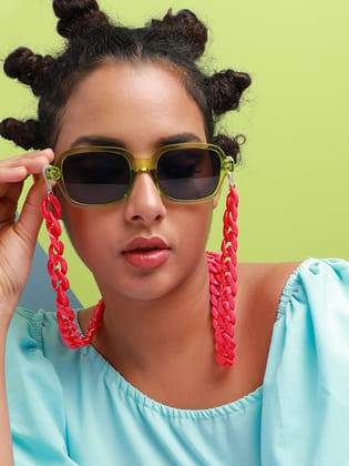 Sangria Sunglasses With Chain-Necklace and Chains